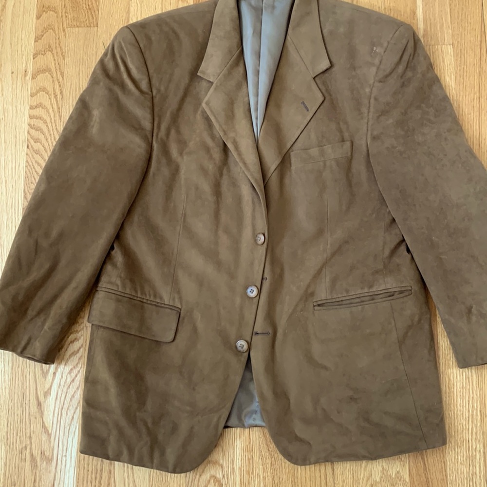 Marc Jeffries Men’s Sport Coat Blazer feather suede camel 32/33sleeve Medium